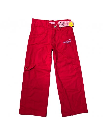 Kalhoty dětské dívčí s bavlněnou podšívkou(98-128)KUGO T6918 (Barva červená, Velikost 116)