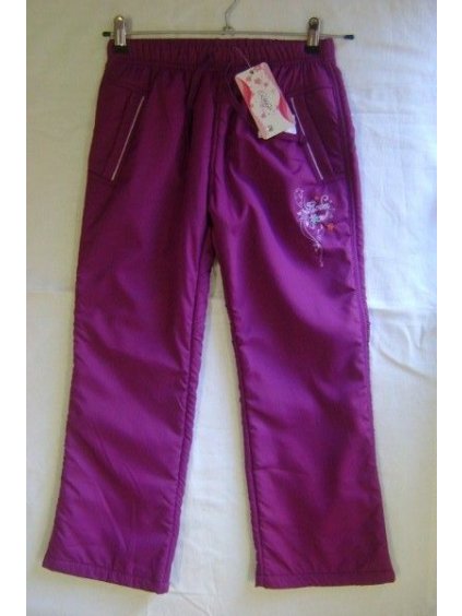 Kalhoty šusťákové s flaušem dorostenecké dívčí (134-164) KUGO K2808 lila 134 (barva růžová tmavá, Velikost 146)
