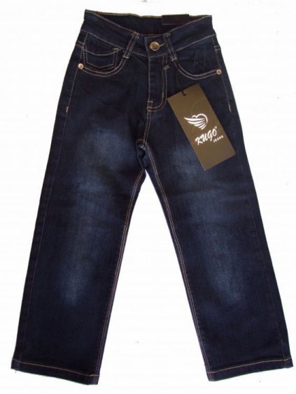 Rifle jeans dětské chlapecké bavlněné (98-128) KUGO ZK-02 tm.modrá 122
