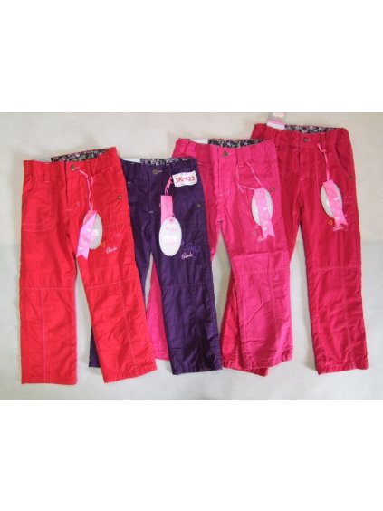 Kalhoty plátěné dětské dívčí bavlněná podšívka (98-128) KUGO JK022 (Barva červená, Velikost 116)