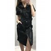 Šaty krátký rukáv koženka dámské (uni S-M)  IMT20016 černé