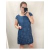 Šaty lněné krátký rukáv  dámské (M-3xl) ITALSKá MóDA IM422STELA1/DR modrá tmavá