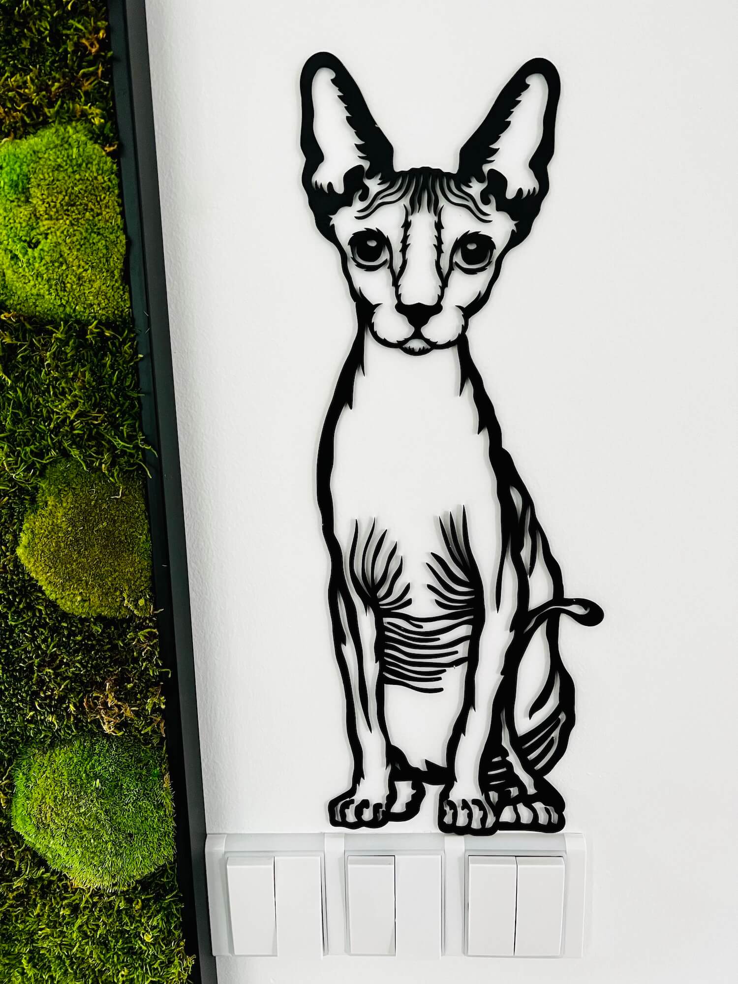 Vsepropejska Kočka Sphynx dřevěná dekorace na zeď Rozměr (cm): 38 x 18, Dekor: Černá