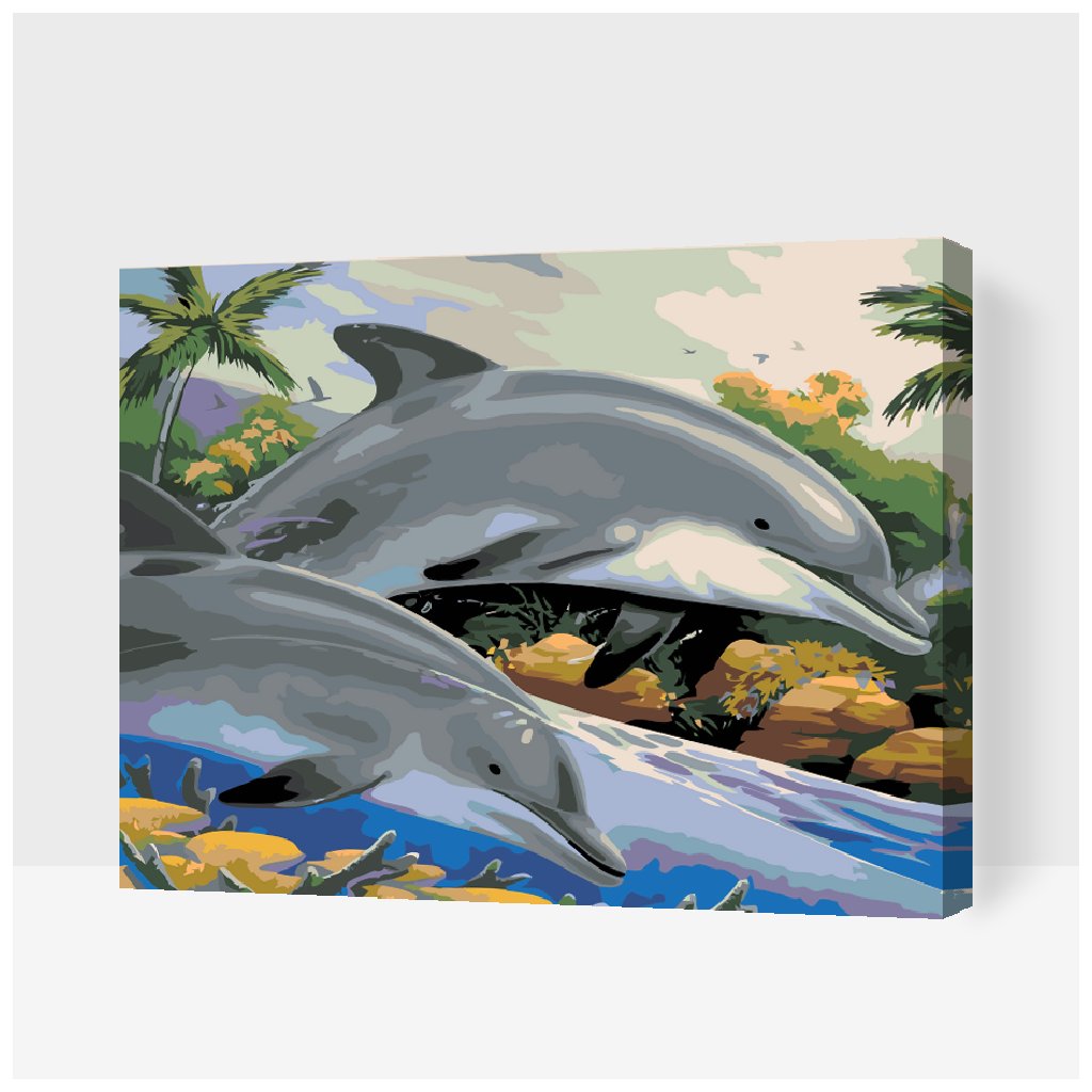 Maľovanie podľa čísiel - Delfíny v mori