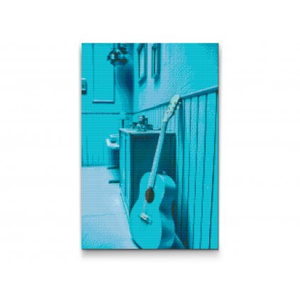 Diamantovanie podľa čísiel - Gitara v modrej izbe