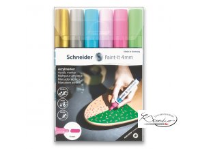 Akrylový popisovač Schneider souprava 6 / 4 mm - pastelové