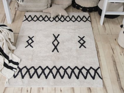 Béžovo-čierny škandinávsky koberec Atlas 120x160