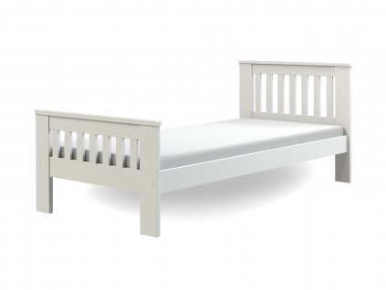 Jednolôžková biela posteľ 90x200 s roštom Laura - biela