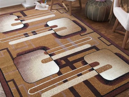 Hnedý vzorovaný retro koberec Alf