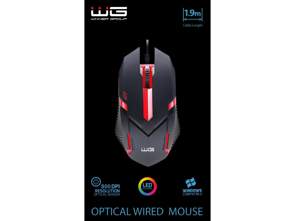 Myš drátová optická WG4 - LED podsvícení (Černá)