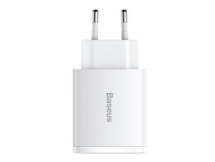 Baseus kompaktní rychlonabíjecí adaptér 2x USB-A, 1x Type-C 30W bílá