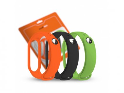 RhinoTech řemínky pro Xiaomi Mi Band 7 (3-pack černá, oranžová, zelená)