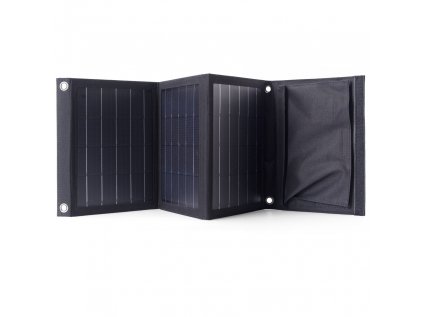 Turistická solární nabíječka 22W 2xUSB, skládací, černá