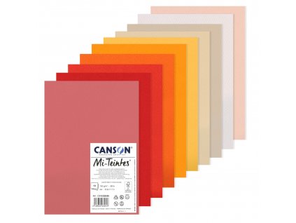 Barevné papíry Canson Mi Teintes Warm Tones, 160 gm2, 10 archů A4