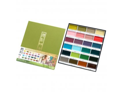 Akvarelové barvy Kuretake Gansai Tambi, sada 24 ks nové barvy