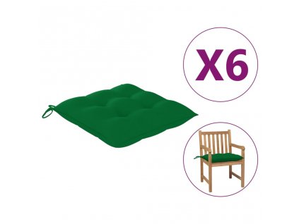 Podušky na židli 6 ks zelené 50 x 50 x 7 cm látka oxford