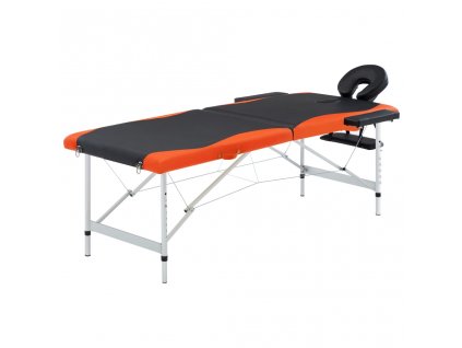 Skládací masážní stůl se 2 zónami hliník černo-oranžový