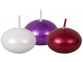 Svíčka plovoucí metalická 3ks - bílá, červená, fialová