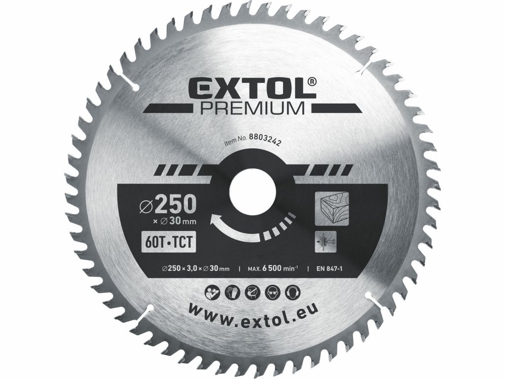 EXTOL PREMIUM 8803242 Kotúč pílový s SK plátkami, Ø250x3,2x30mm, 60z
