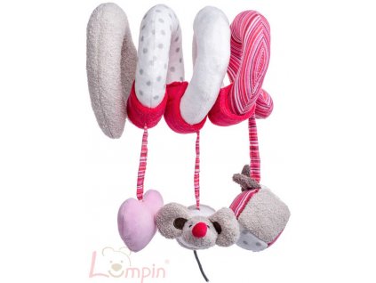 LUMPIN PLYŠ Baby spirála růžová Kočka Angelique s hračkami pro miminko