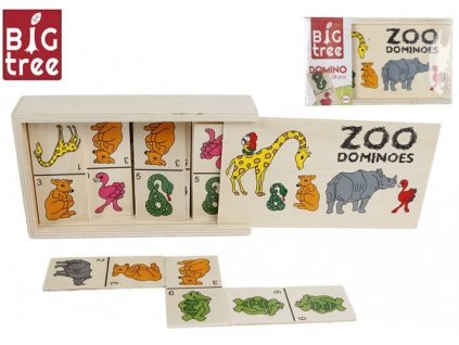 Domino dřevěné zvířátka 28ks v dřevěné krabičce