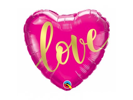 46 cm fóliový balónek  srdce - I LOVE YOU tmavě růžové
