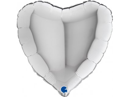 46 cm fóliový balónek - Srdce stříbrné