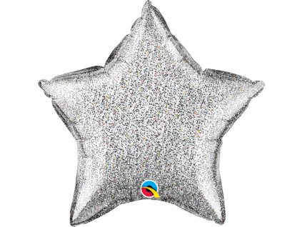 51 cm fóliový balónek - Stříbrná hvězda třpytivá