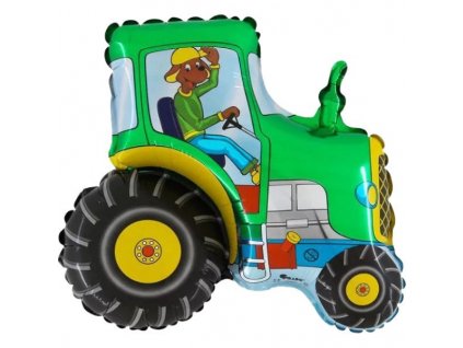 70 cm fóliový balónek - zelený traktor