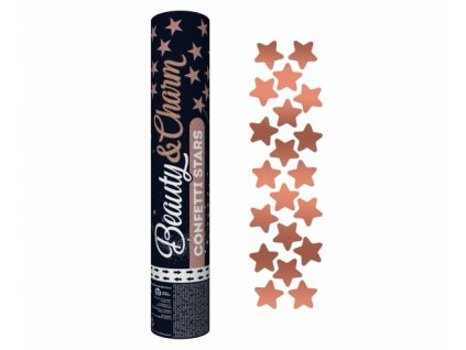 30 cm vystřelovací konfety - hvězdy rosegold