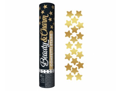 30 cm vystřelovací konfety - hvězdy zlaté