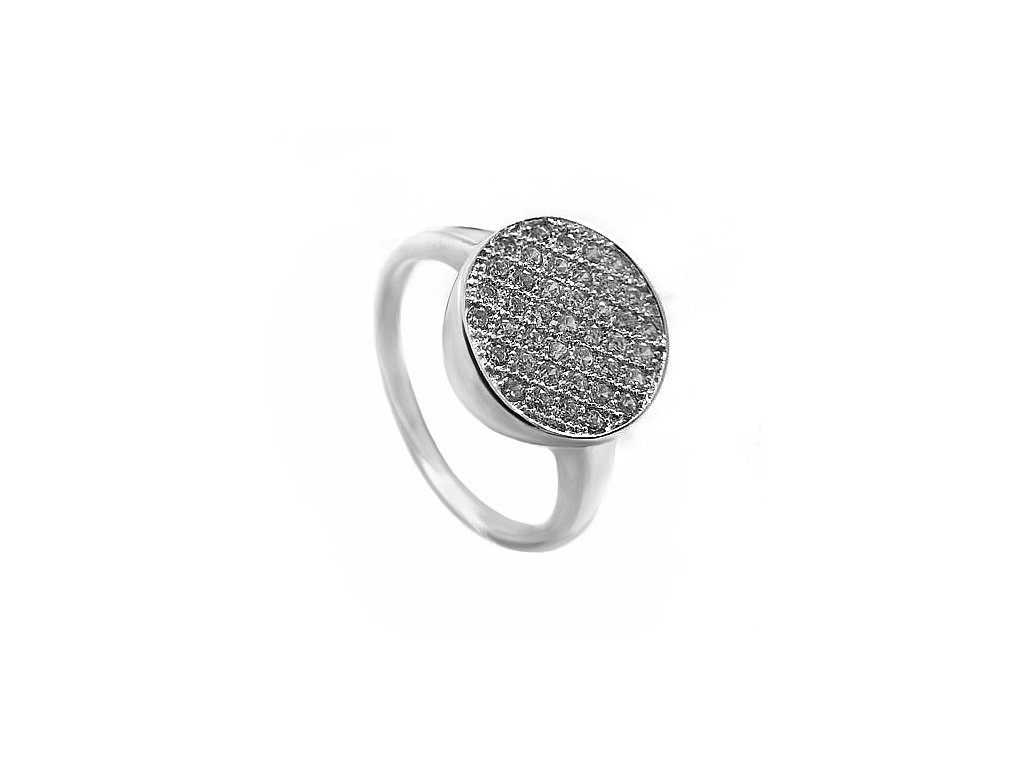 Stříbrný prsten posázený bílými kamínky 010.00214