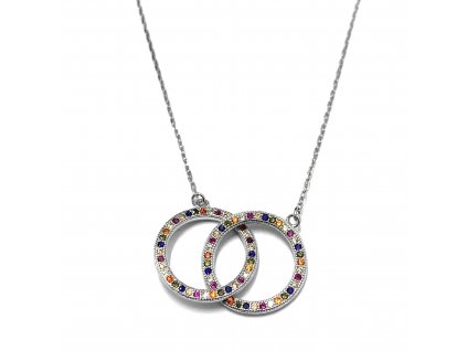 Stříbrný náhrdelník barevná kolečka AN439