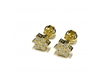 Zlaté náušnice kytičky s diamanty 990.00001