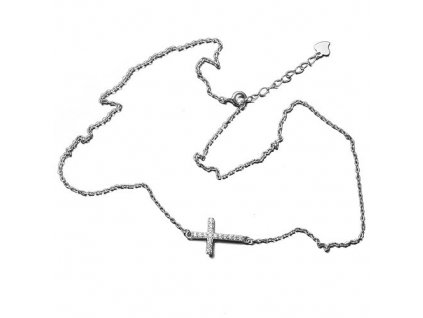 Stříbrný náhrdelník zirkonový křížek 010.AGS1398