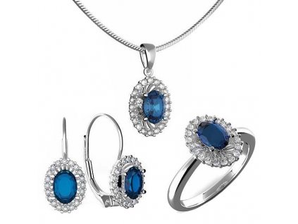 Luxusní zlatá souprava s diamanty a modrým safírem 991.00001