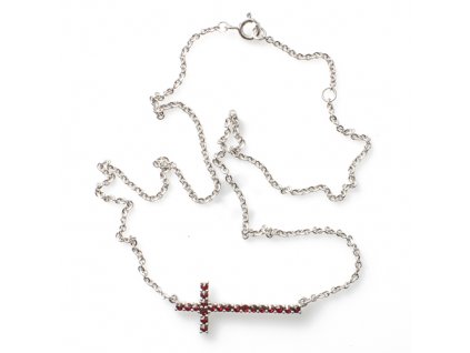 Stříbrný náhrdelník kříž s granáty 970.00004