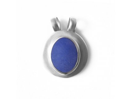 Stříbrný přívěsek modrý oválný kámen se stříbrným lemem, dvojočko 12.080.00123