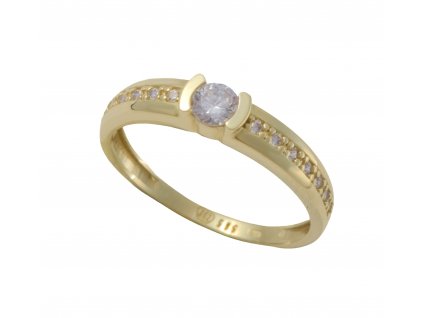 Zlatý zásnubní prsten se zirkony Z6708