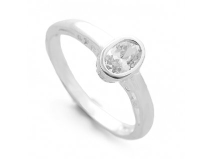 Stříbrný prsten s oválným zirkonem 010.00265