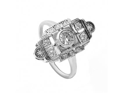 Stříbrný filigránový prsten se zirkony 010.00256