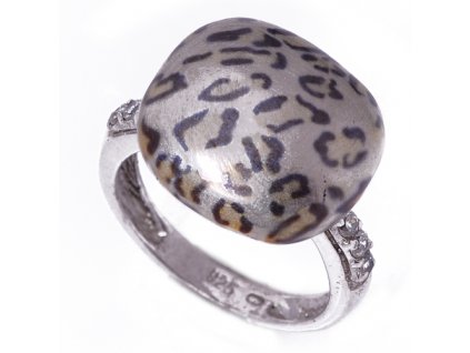 Stříbrný prsten smalt se zvířecím vzorem 170.00114