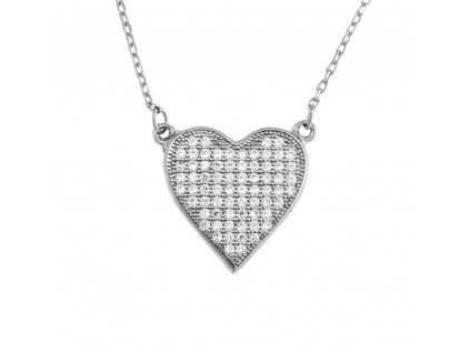 Stříbrný náhrdelník srdce s kamínky AGS234