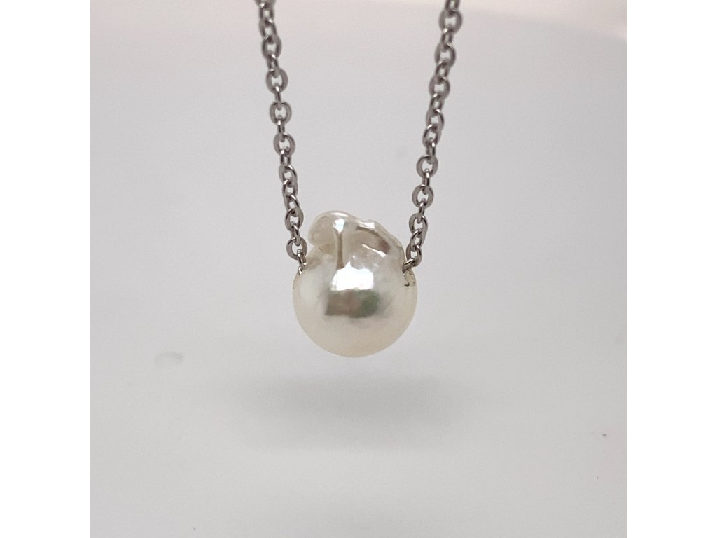 Řetízek z bílého zlata s perlou AKOYA AKONAH5 bílé barva zlatnictvivymolovi.cz  #bílá#perla#netradycni#tvar#gift#originalni#darek#vyjimecna#bile#zlato