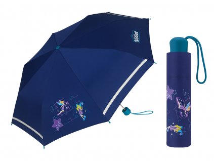 Scout BLUE STAR dívčí skládací deštník s vílou a reflexním páskem  + zdarma pláštěnka při nákupu nad 1 000 Kč