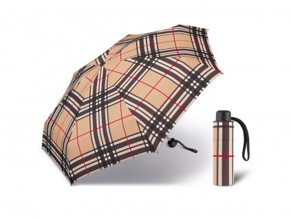 Happy Rain Petito Checks Camel dámský skládací mini deštník