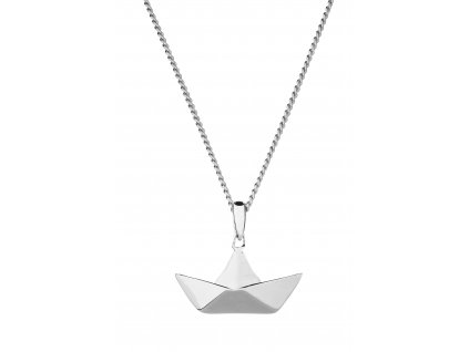 Women silver ship necklace
