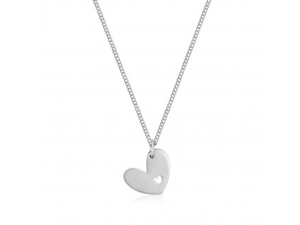 Silver double heart necklace 02