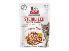 Brit Care Cat Fillets in Gravy Steril. Hearty Duck 85g