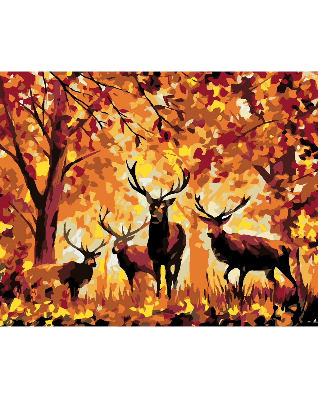 Malowanie po numerach - Jelenie w jesiennym lesie